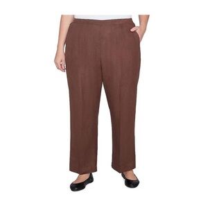 Alfred Dunner Monaco Brown Pull On Stretch Pants Women's Plus Size 14 NWT